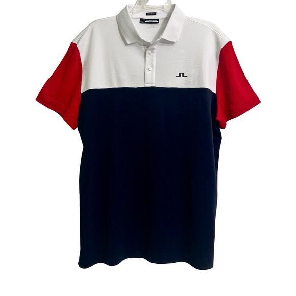 J.Lindeberg Jord Regular Fit Golf Shirt Barbados Cherry Men’s Size L - Picture 1 of 11